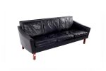 Three-Seater Black Leather Sofa (07038/14) - Image 2