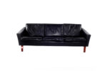 Three-Seater Black Leather Sofa (07038/14)